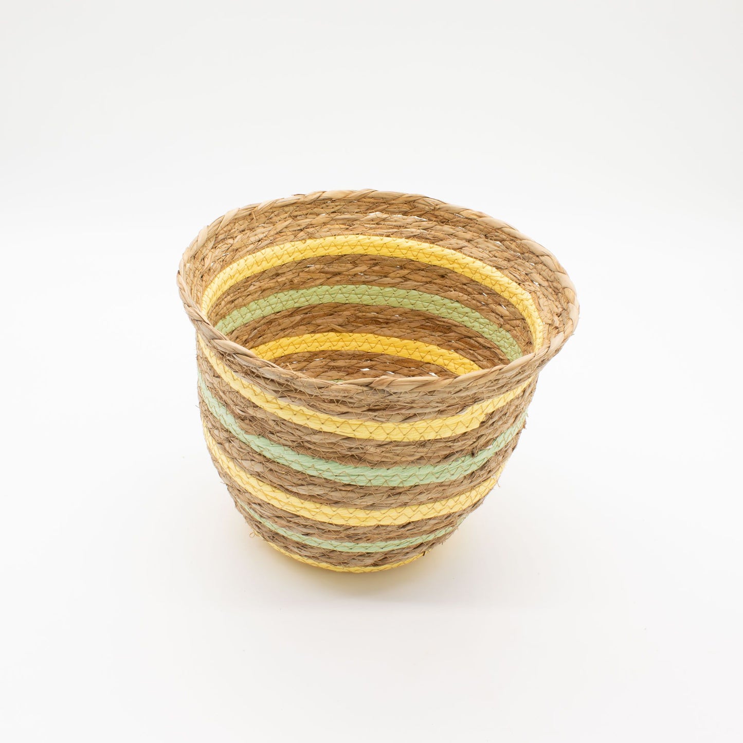 Seagrass & Straw Vase Shaped Baskets - Natural Yellow & Green - Set of 3