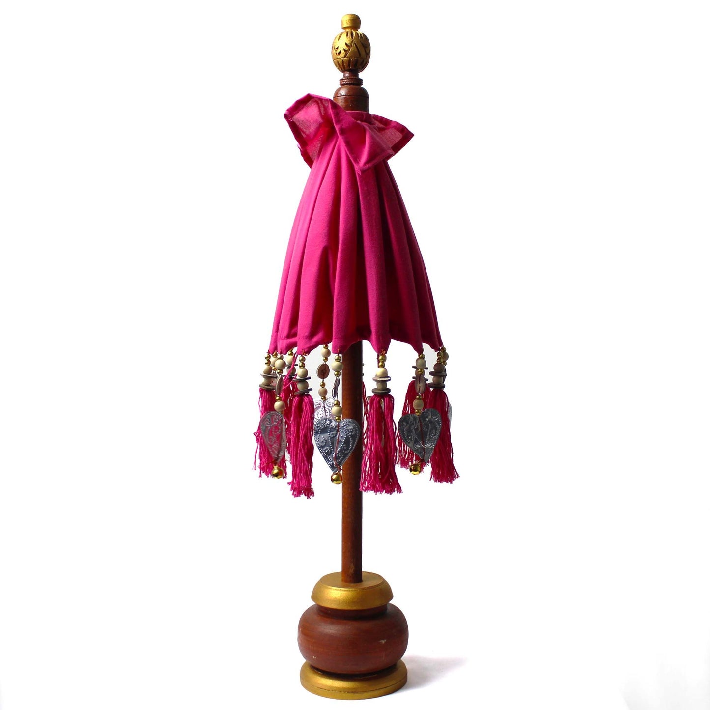 Handmade Bali Home Décor Parasol 40cm – Pink Cotton Decorative Table Parasol