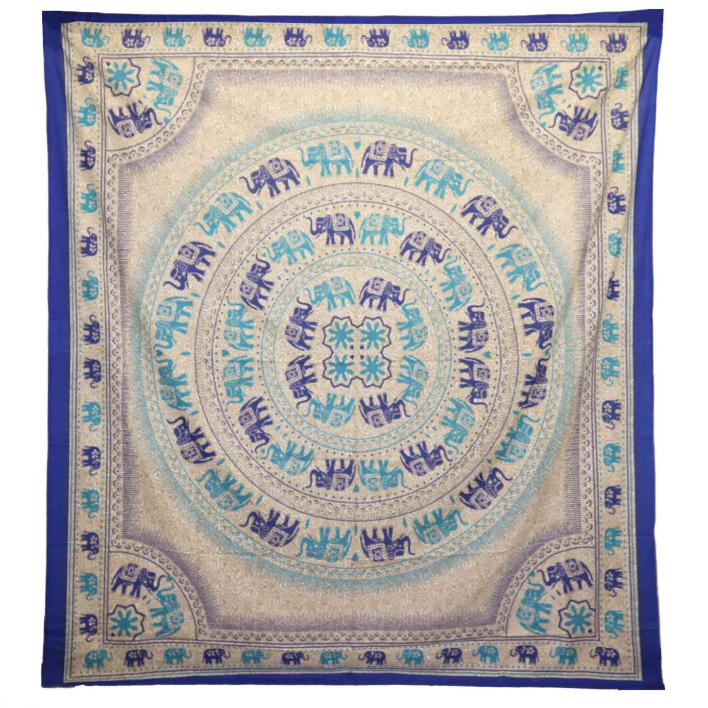 Wall Hanging / Beach Spread - Elephant Mandala - Blues