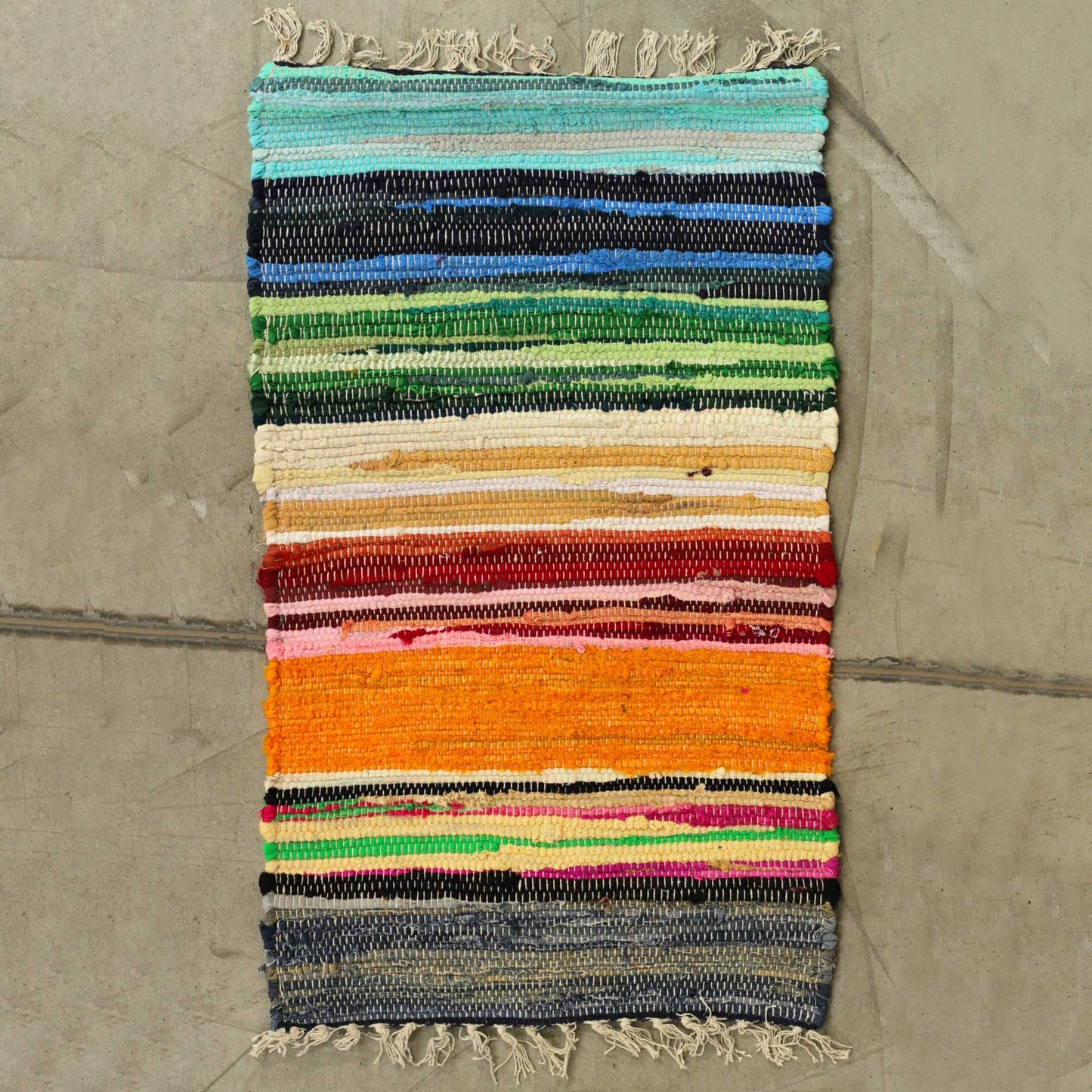 Small Rag Rug - 50x90cm - Premium Quality - Rainbow Colours