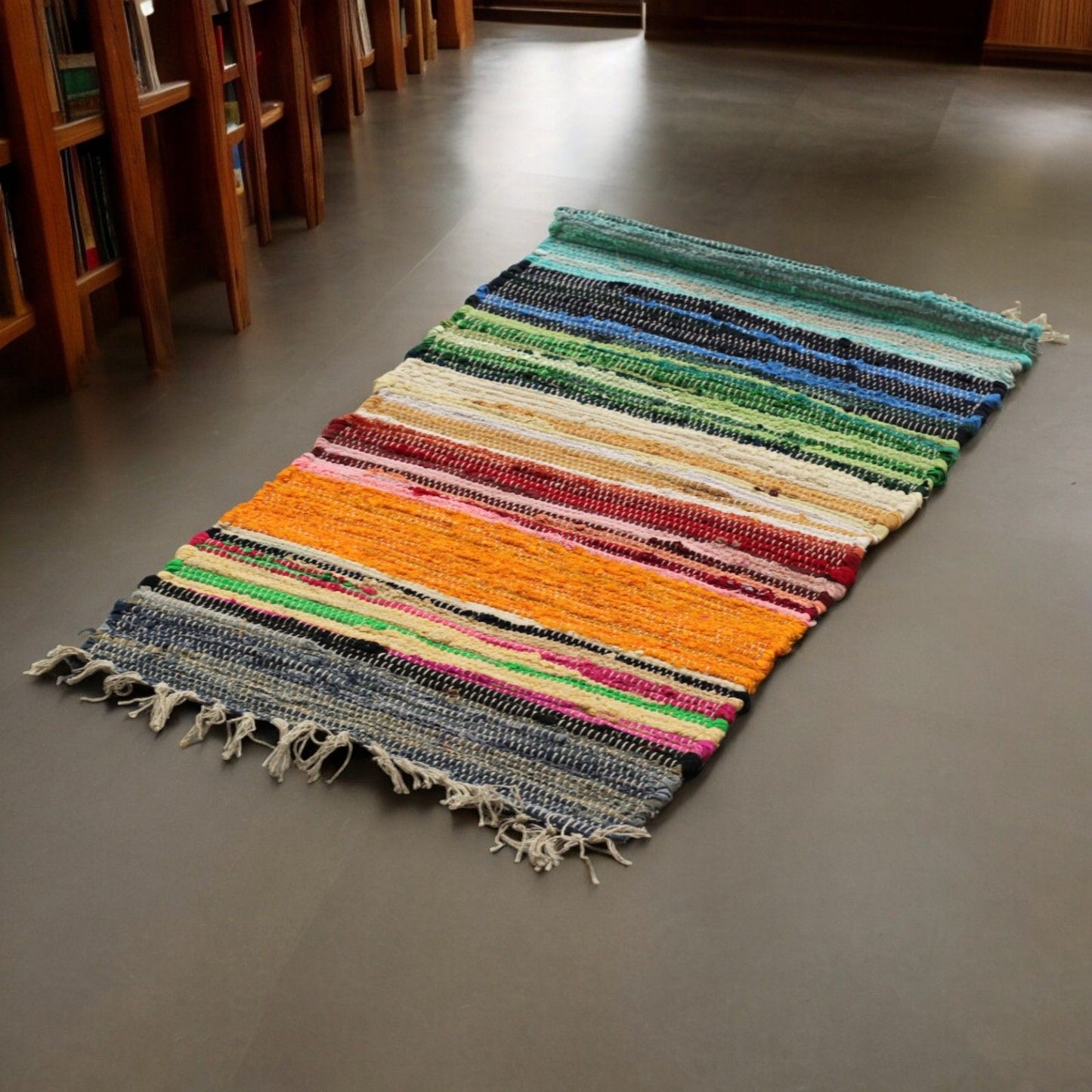 Large Rag Rug - 150x90cm - Premium Quality - Rainbow Colours