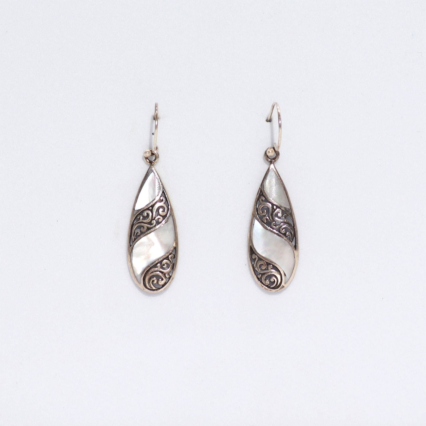 Shell & Silver Earrings - Teardrop - Mother of Pearl