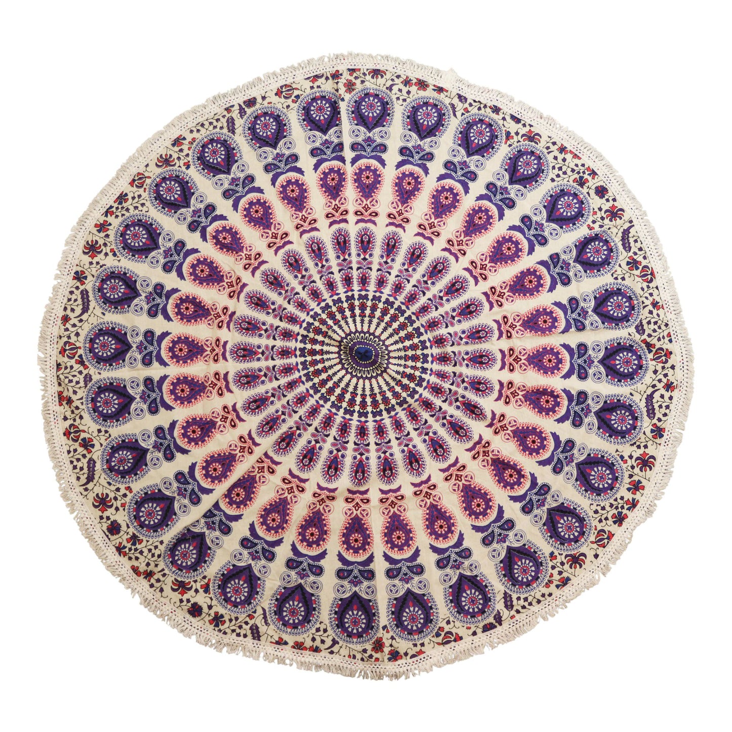 Mandala Roundie Cotton Art (130cm) - Peacock Purples