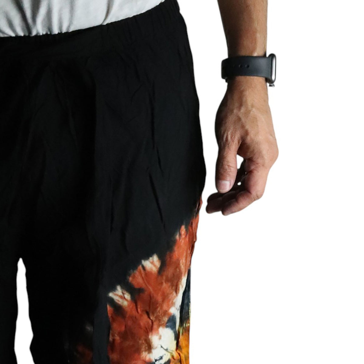 Japanese Style Lounge Pants - Black, Chocolate & Orange - Large