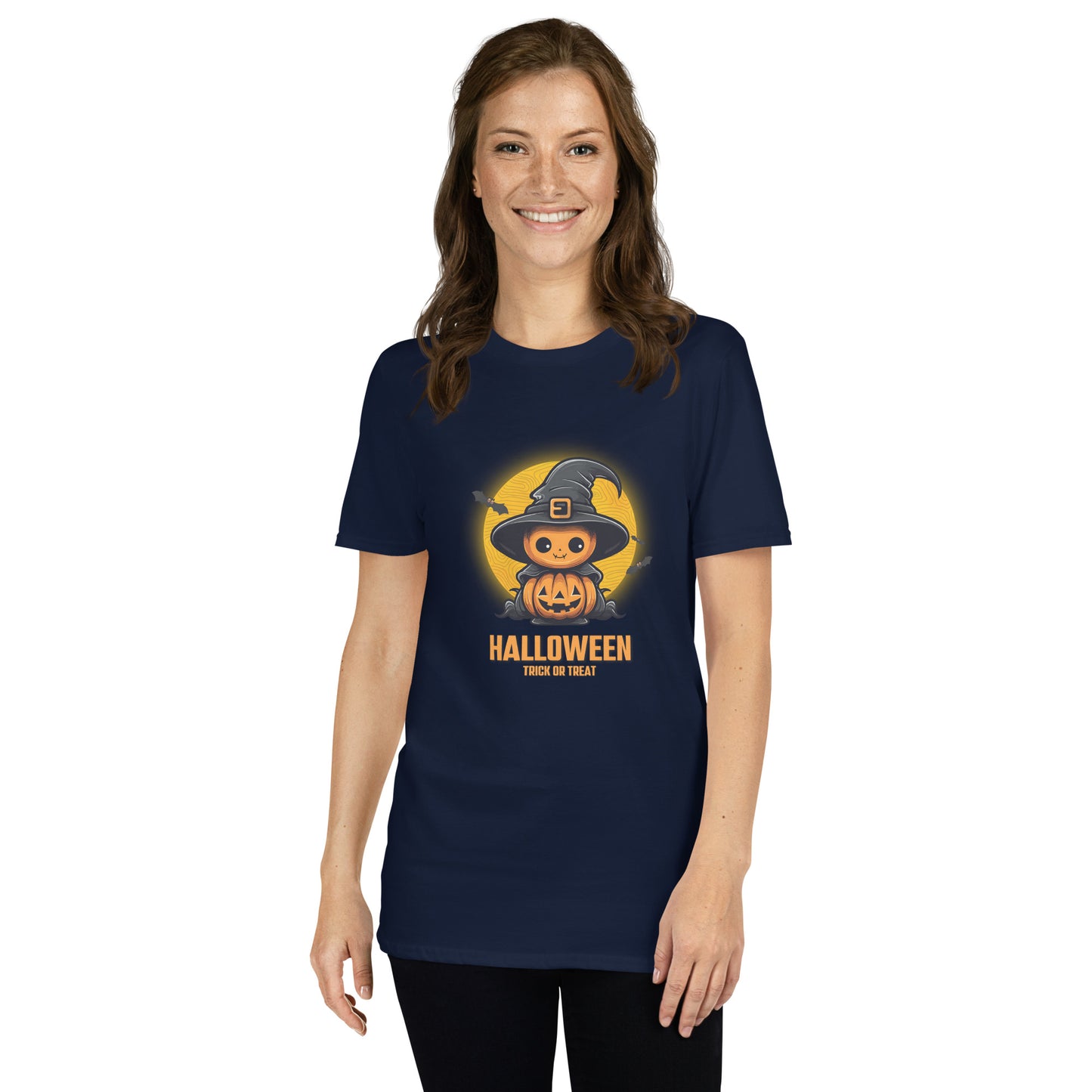 Women's Short Sleeve Cotton T-Shirt - Halloween Witch