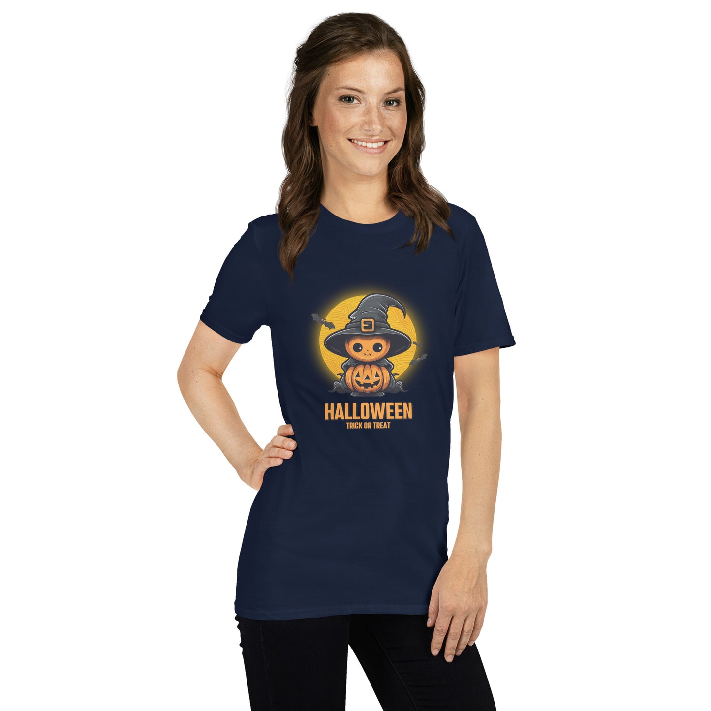 Women's Short Sleeve Cotton T-Shirt - Halloween Witch