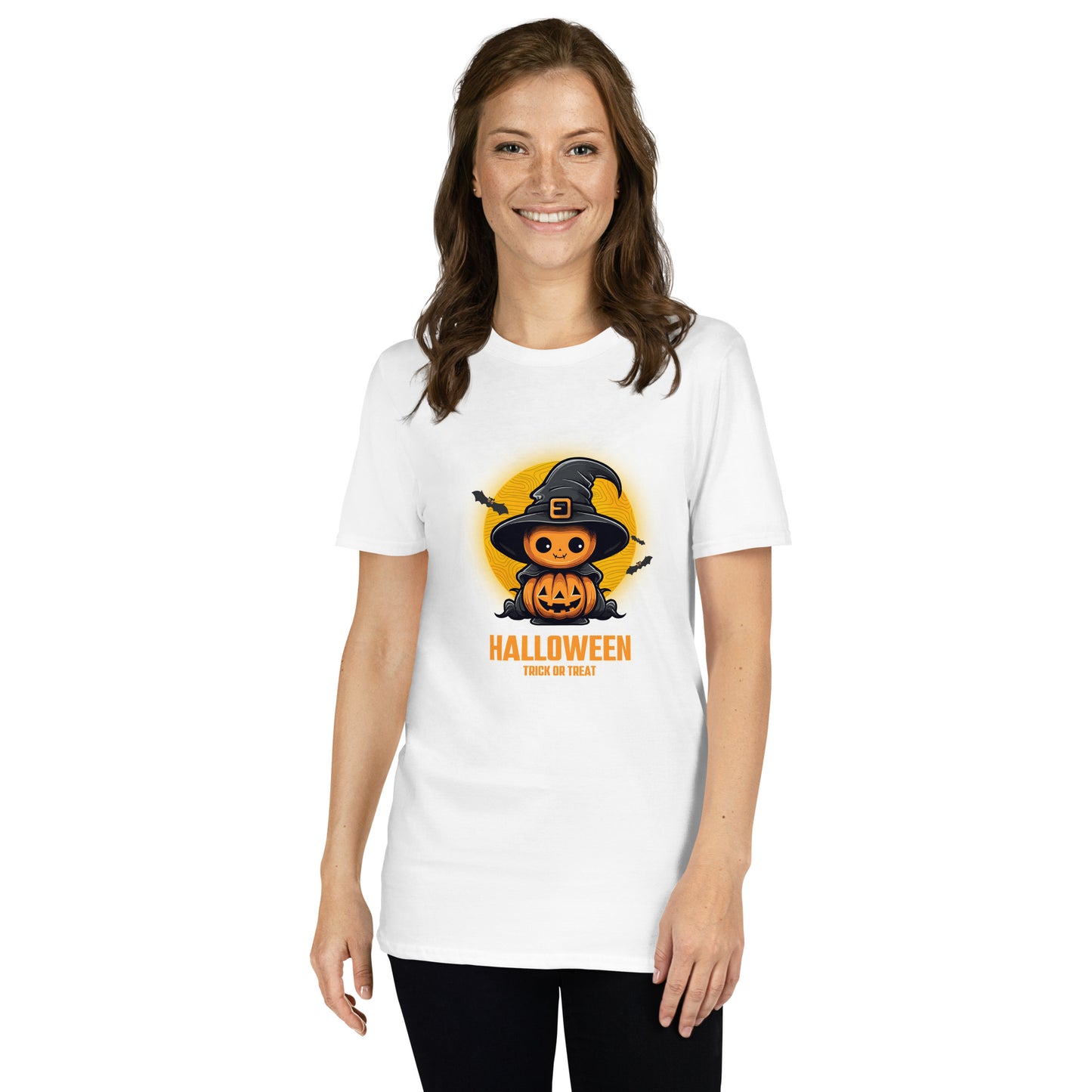Women's Short Sleeve Cotton T-Shirt - Halloween Witch
