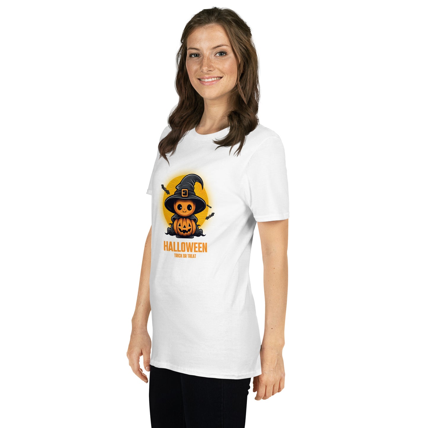 Women's Short Sleeve Cotton T-Shirt - Halloween Witch