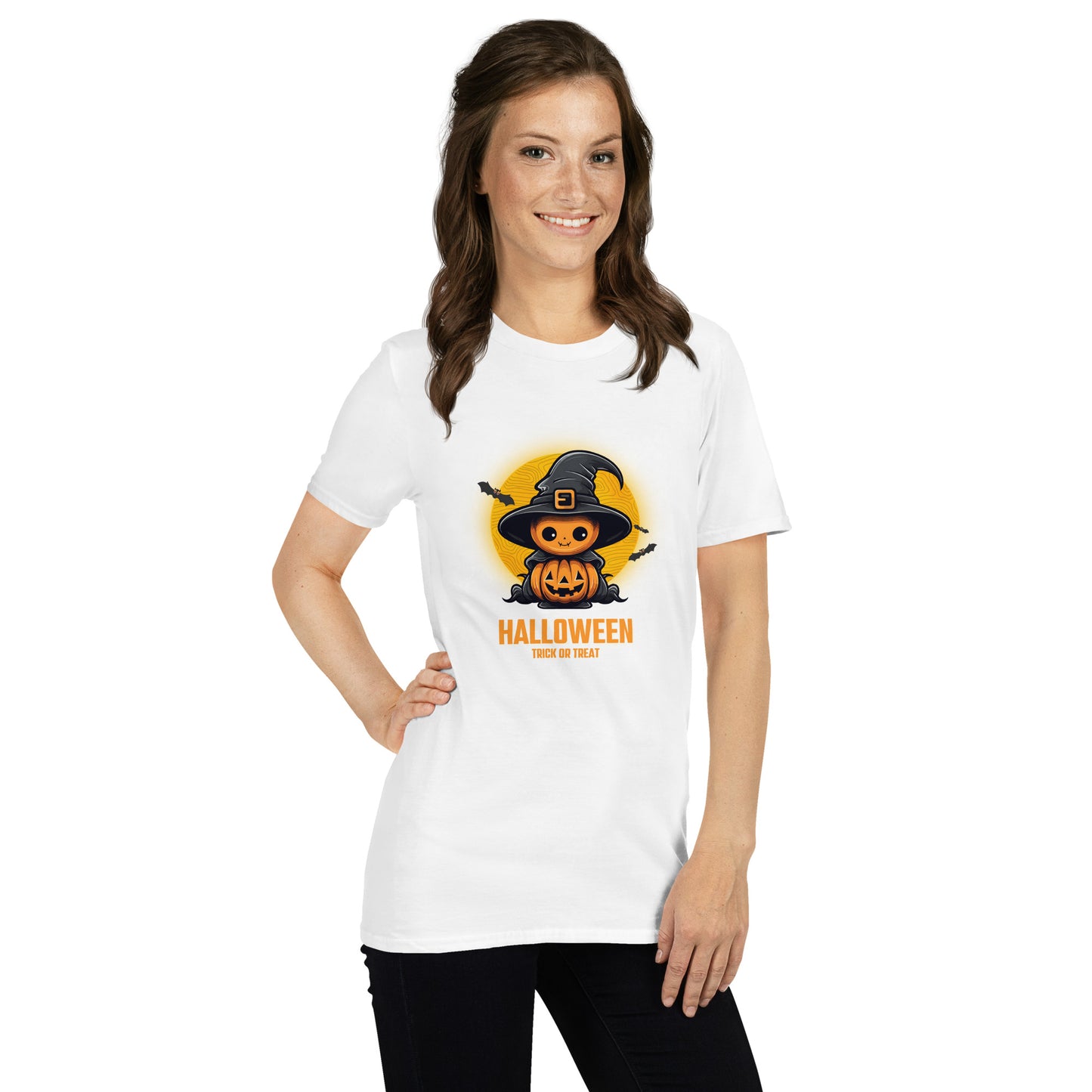 Women's Short Sleeve Cotton T-Shirt - Halloween Witch