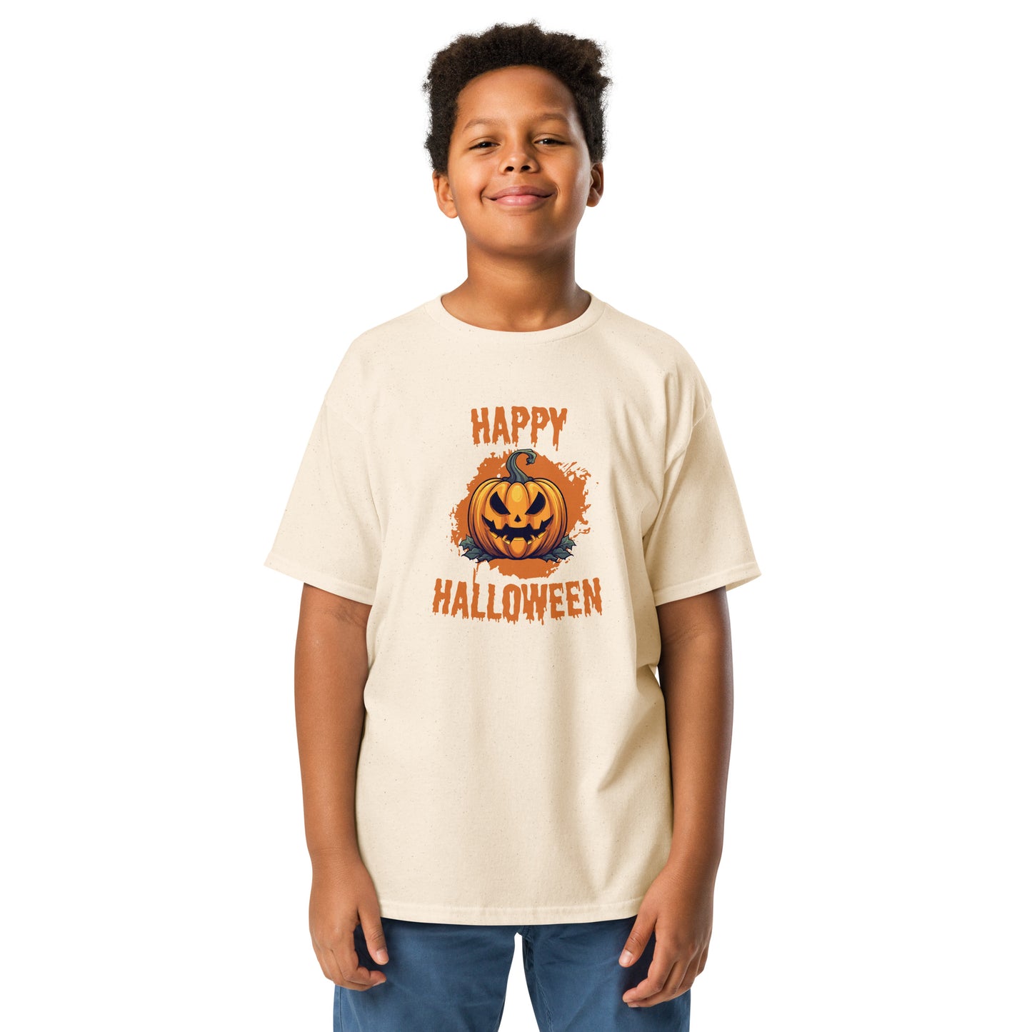 Youth Cotton Rich Classic T-Shirt - Halloween Pumpkin
