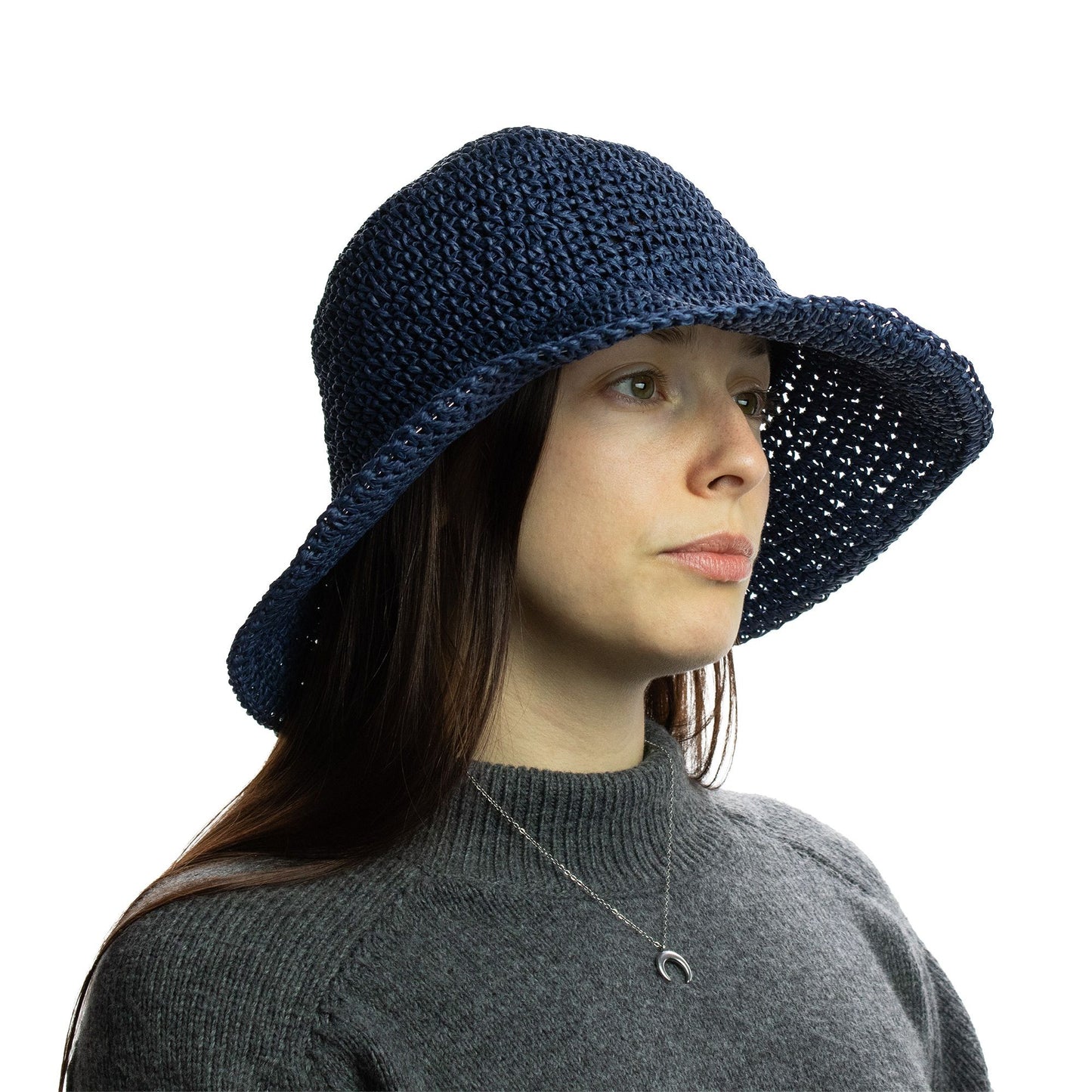Nomad Sari Floppy Straw Sun Hat - Navy Blue