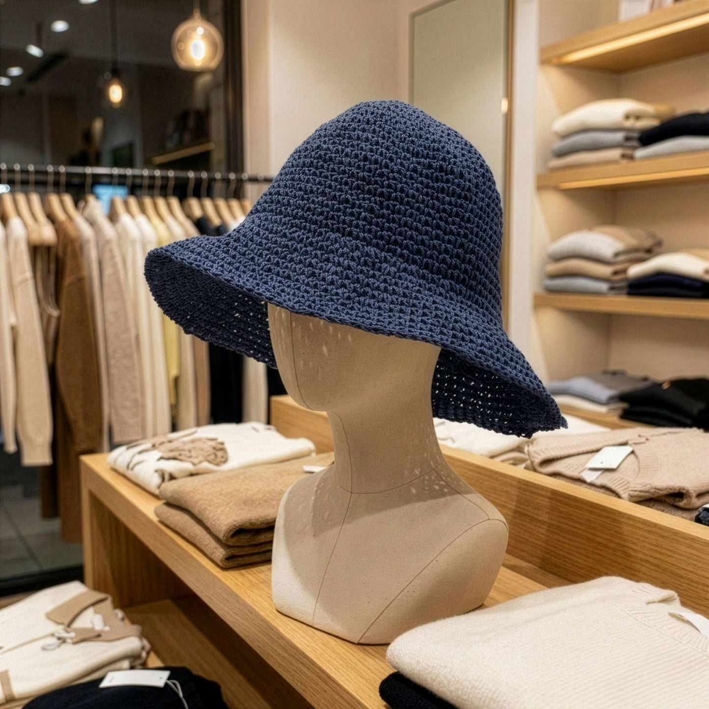 Nomad Sari Floppy Straw Sun Hat - Navy Blue