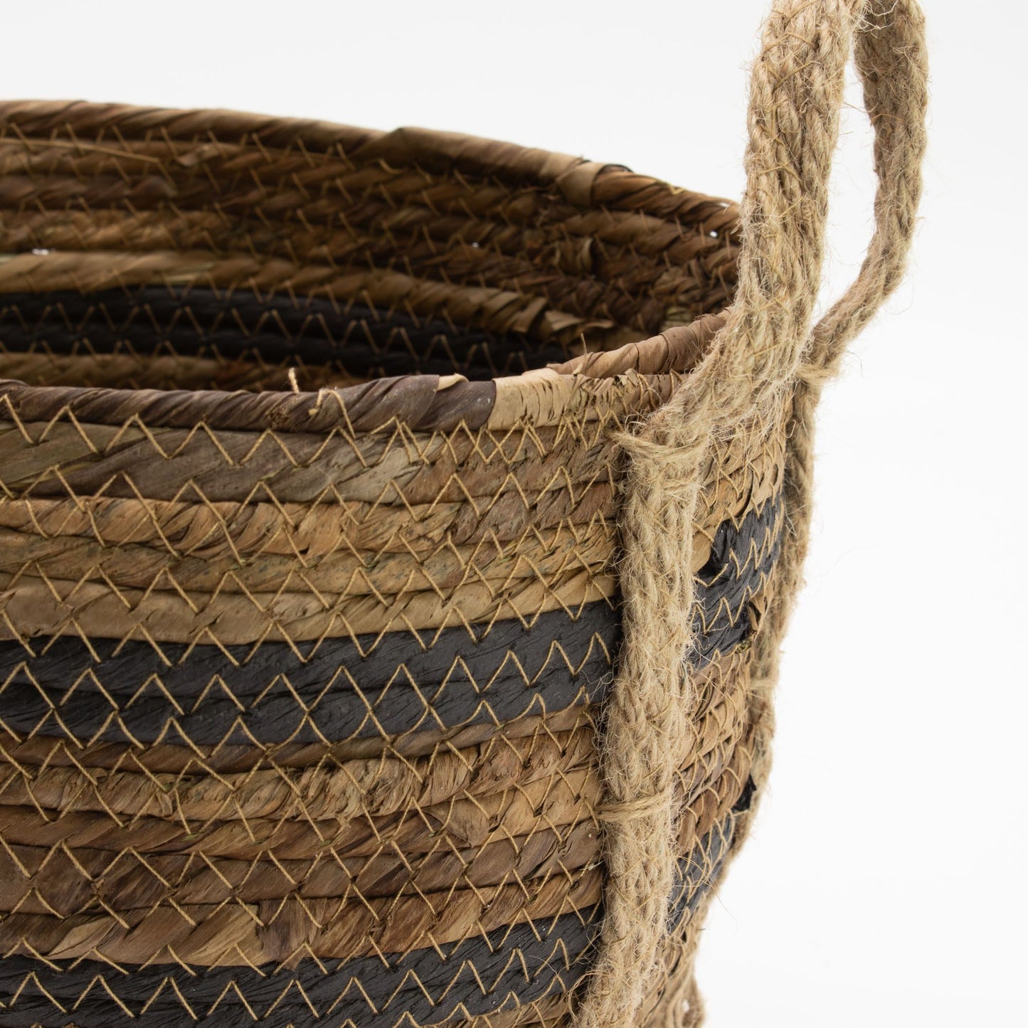 Banana Leaf & Seagrass Large Baskets - Natural Browns- Set of 3
