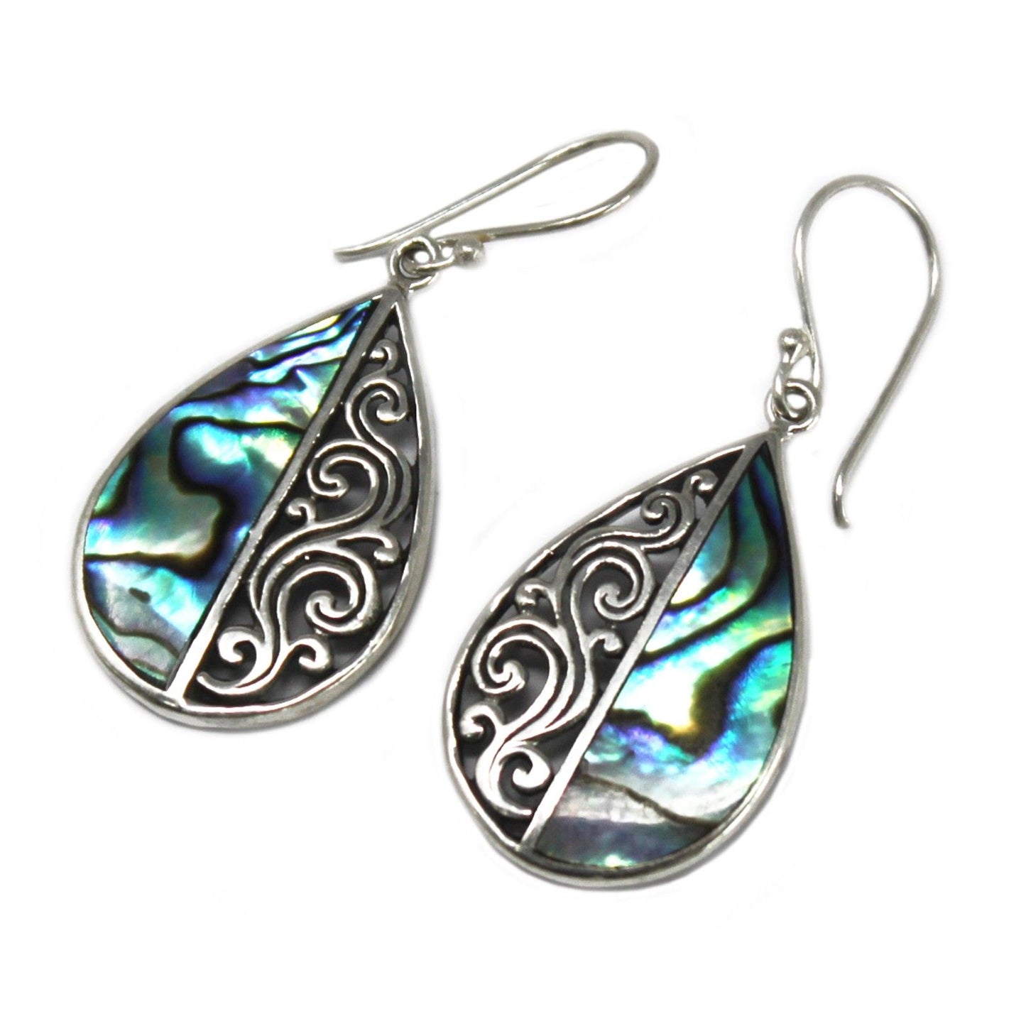 Shell & Silver Earrings - Teardrop - Abalone