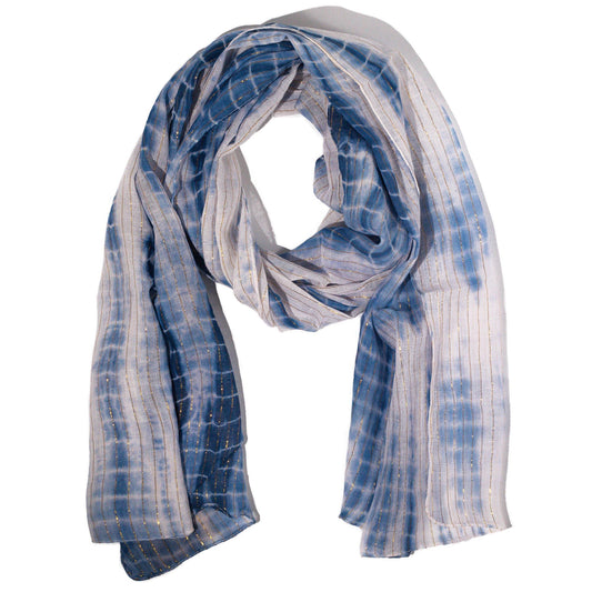 Nomad Sari On the Med Collection - Party Shine Scarf – Dusky Blue (180×50cm)