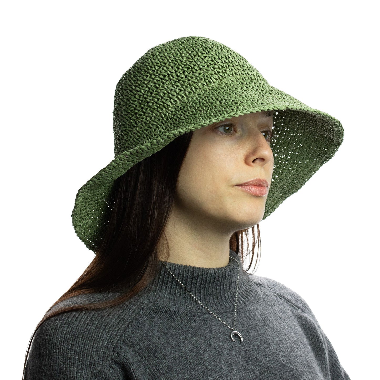 Nomad Sari Floppy Straw Sun Hat - Moss Green