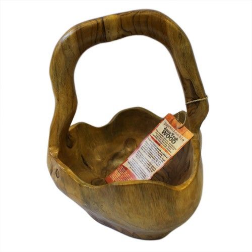 Med Back Handle Teak Bowl approx 25cm