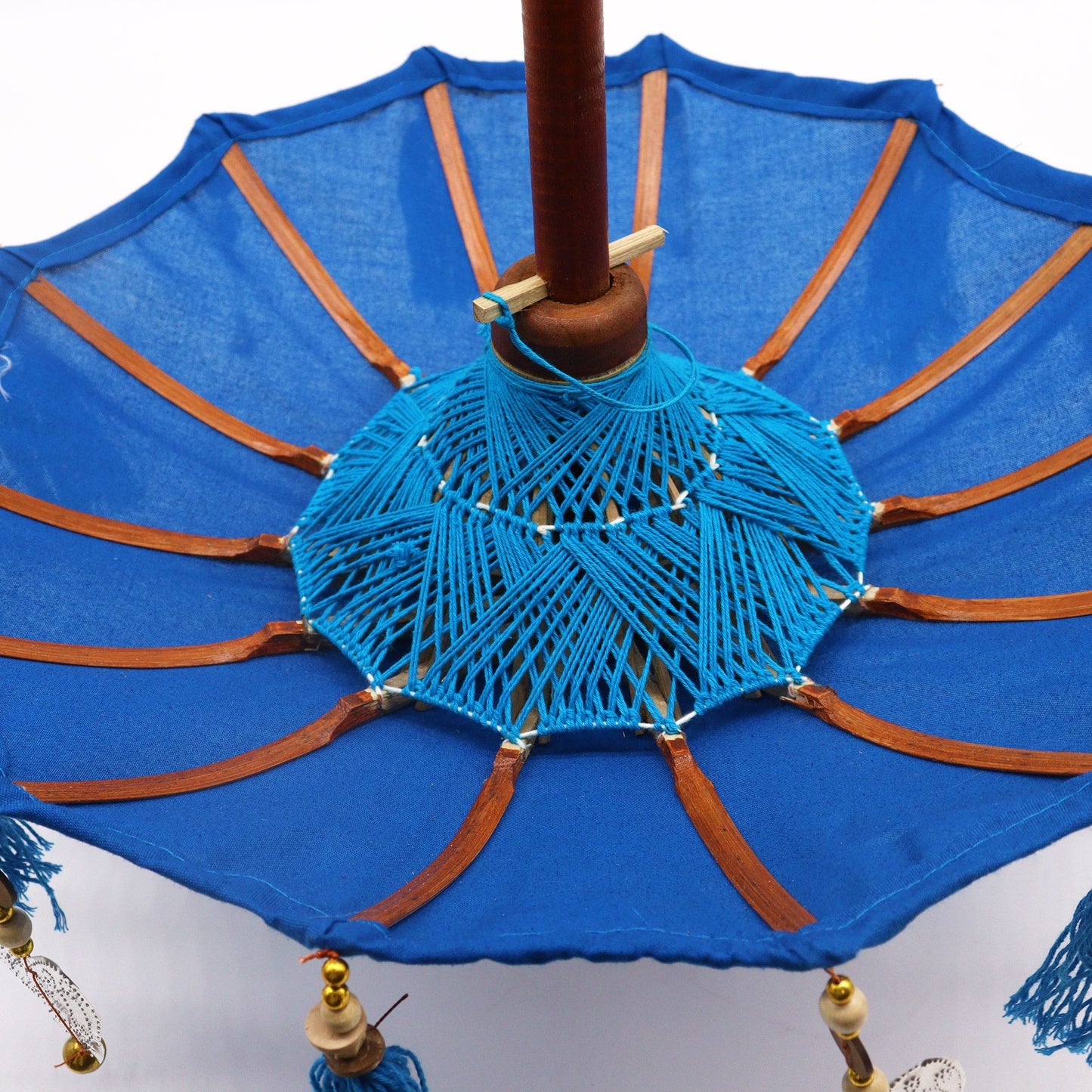Handmade Bali Home Décor Parasol 40cm – Turquoise Cotton Decorative Table Parasol