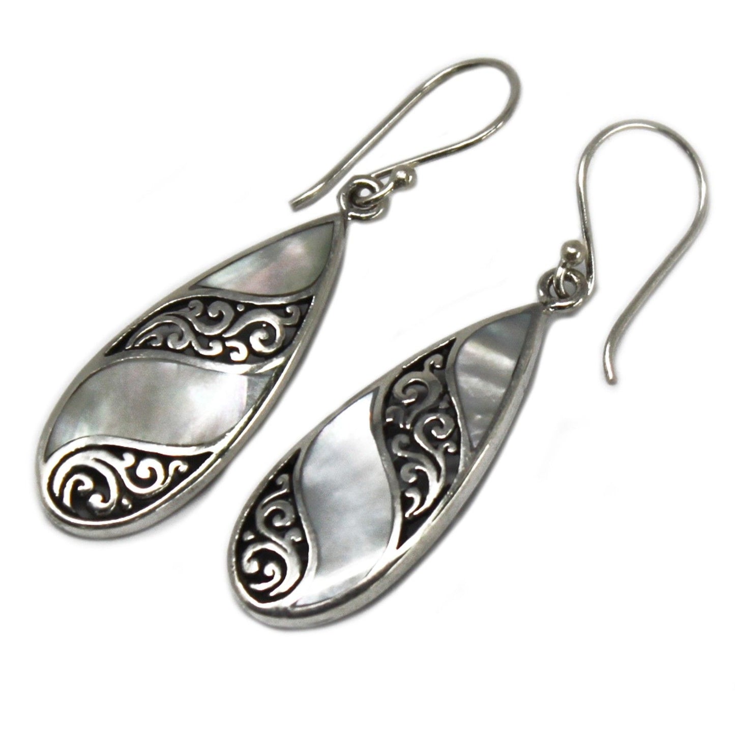 Shell & Silver Earrings - Teardrop - Mother of Pearl