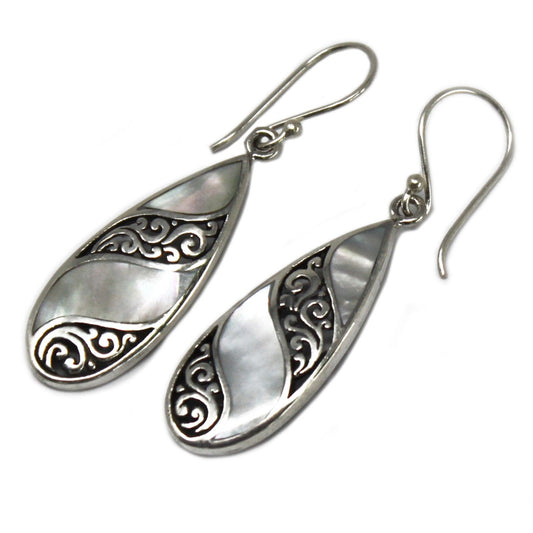 Shell & Silver Earrings - Teardrop - Mother of Pearl