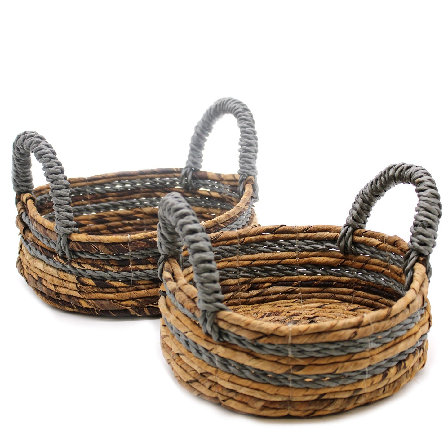 Banana Leaf & Abu-abu Raffia Basket - Set of 2