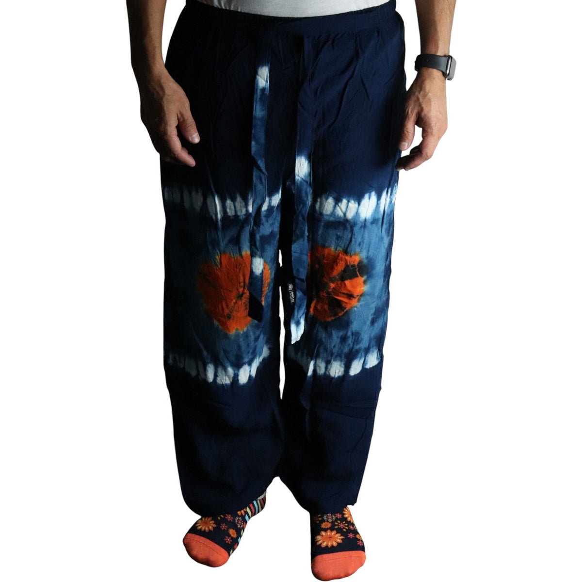 Japanese Style Lounge Pants - Teal & Orange - Medium