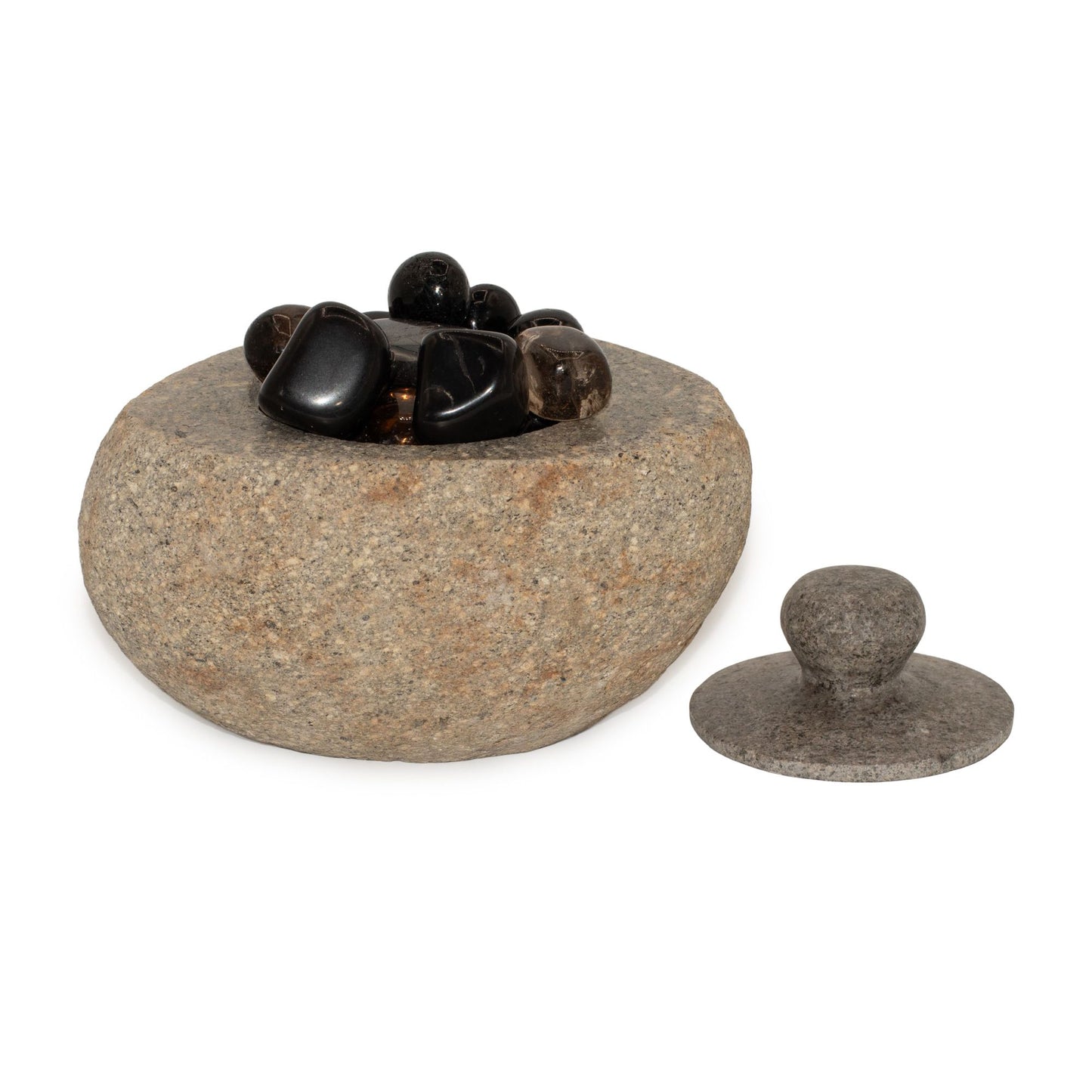 Natural Riverstone Grounding Pot - Large (approx 15x12cm)