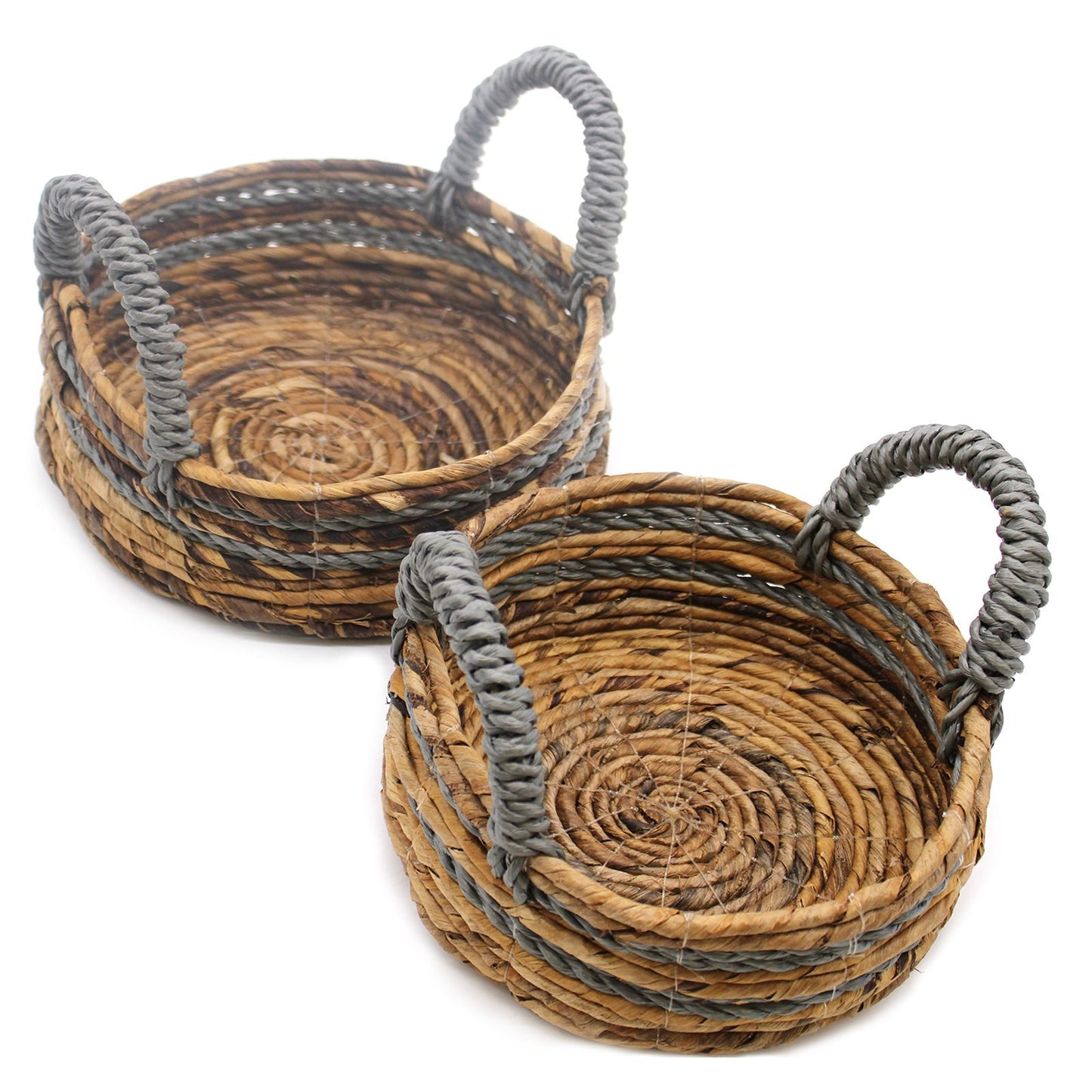 Banana Leaf & Abu-abu Raffia Basket - Set of 2