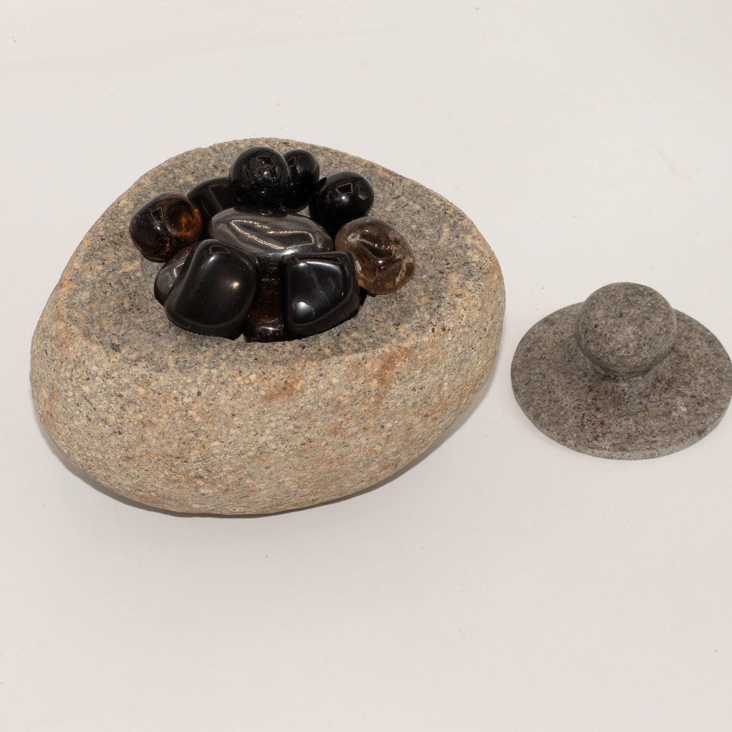 Natural Riverstone Grounding Pot - Large (approx 15x12cm)