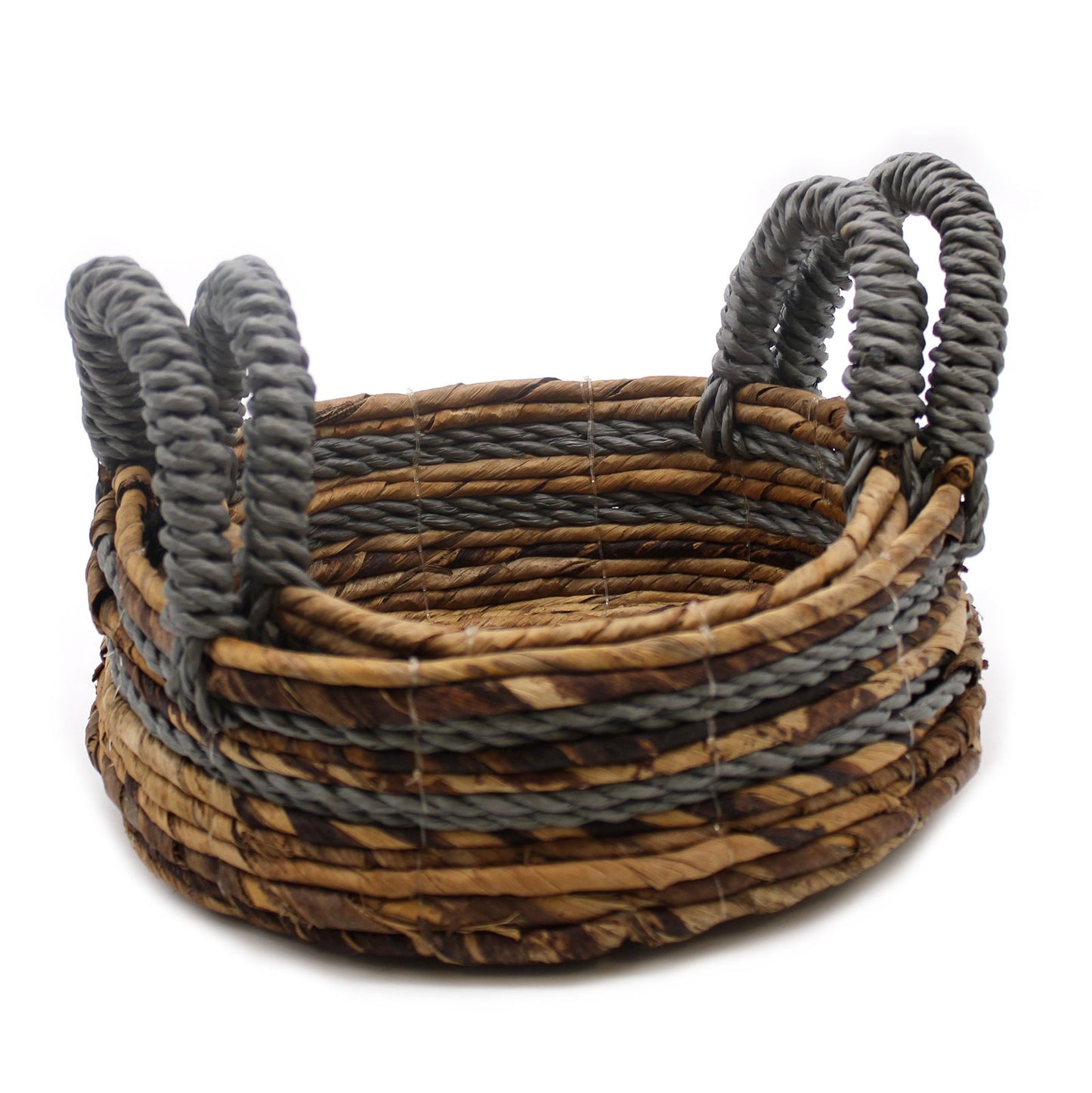 Banana Leaf & Abu-abu Raffia Basket - Set of 2