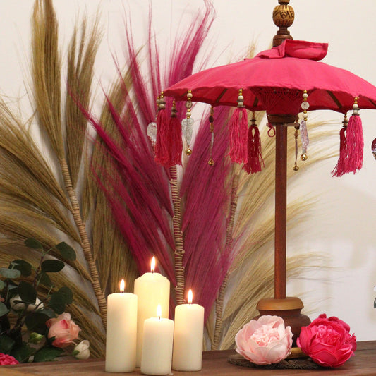Handmade Bali Home Décor Parasol 40cm – Pink Cotton Decorative Table Parasol