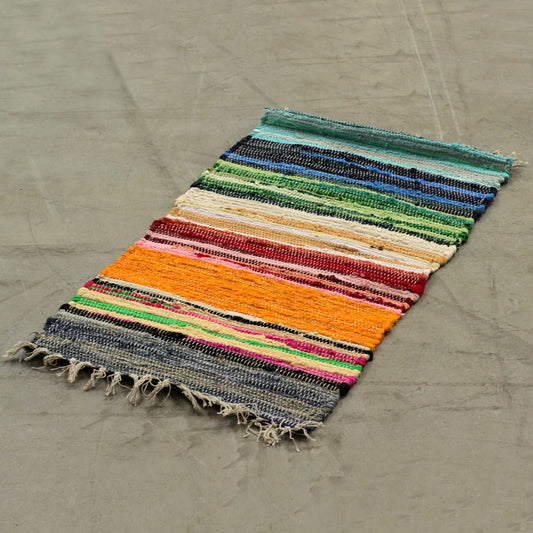 Small Rag Rug - 50x90cm - Premium Quality -  Rainbow Colours