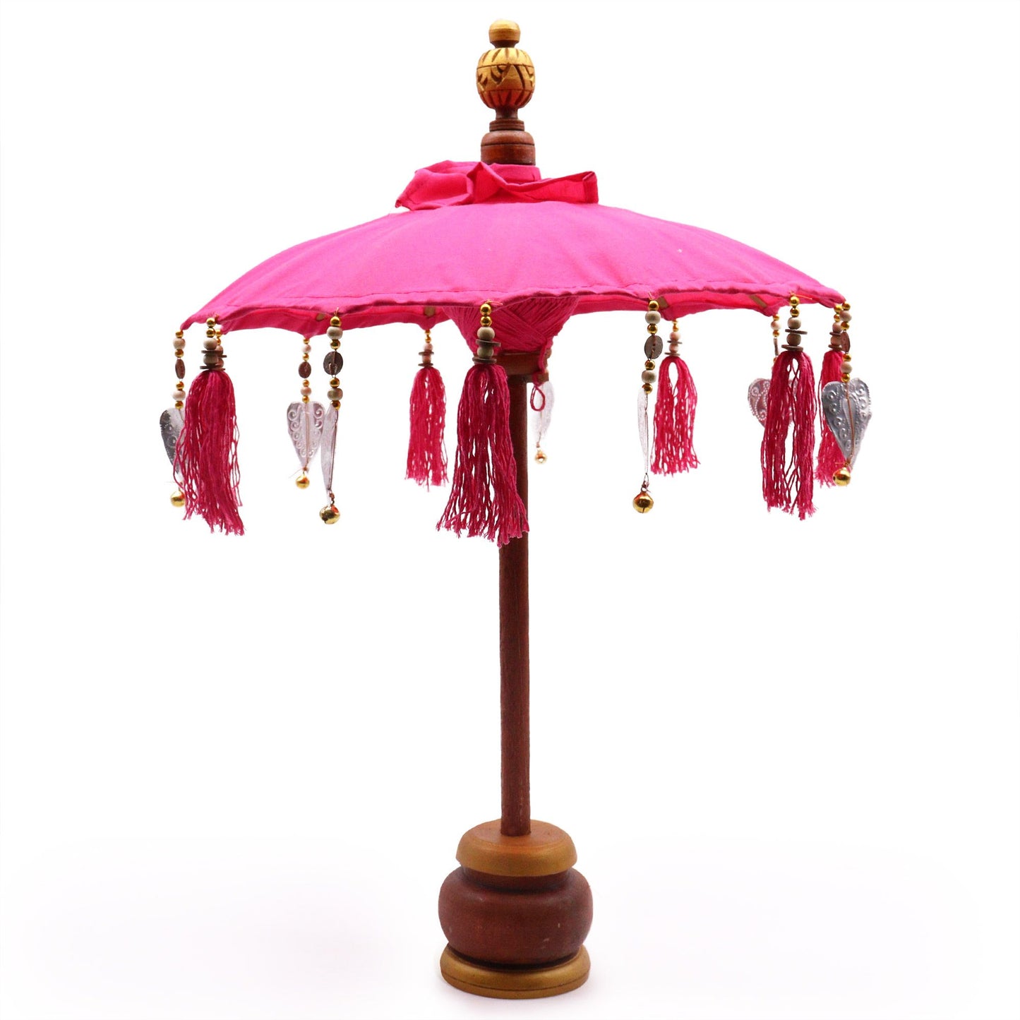 Handmade Bali Home Décor Parasol 40cm – Pink Cotton Decorative Table Parasol