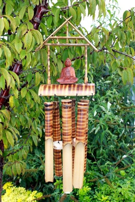 Handmade Bamboo Wind Chime Buddha Design – Natural Outdoor Garden Décor