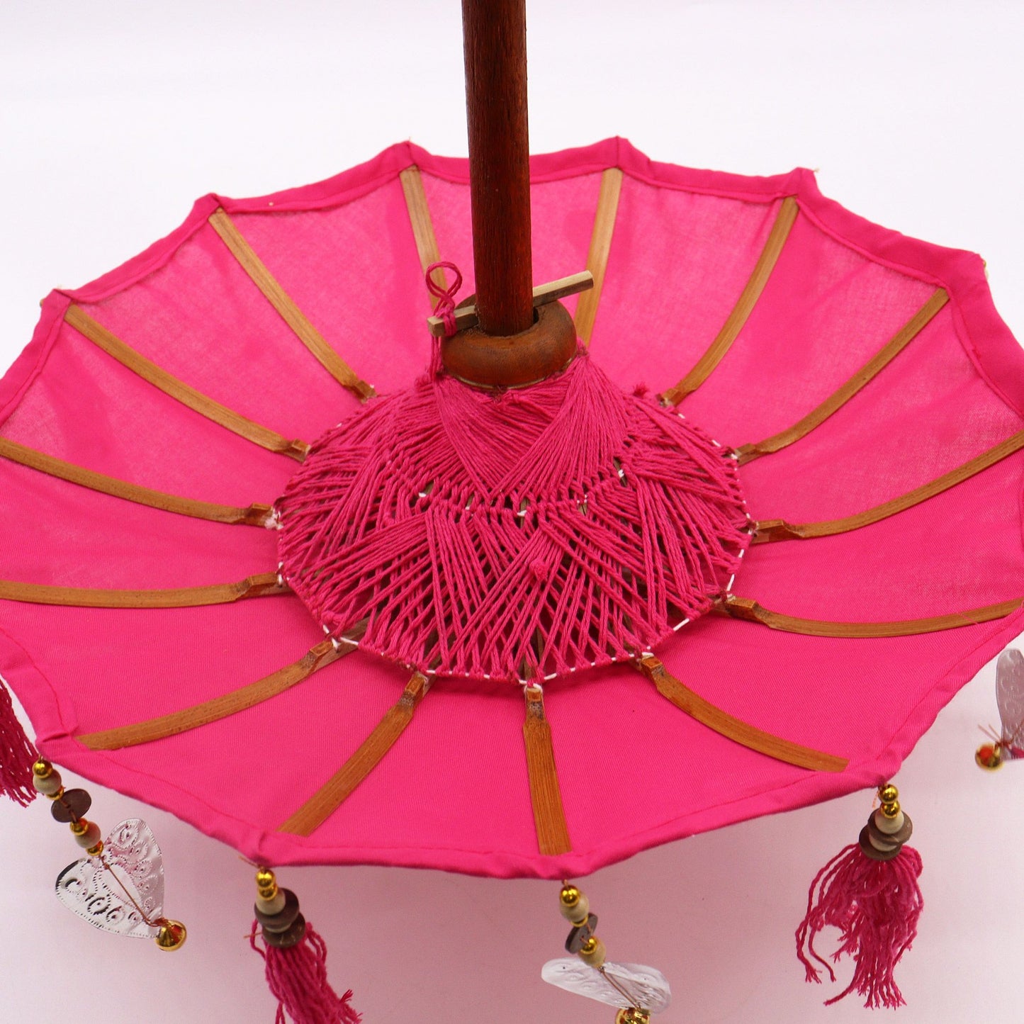 Handmade Bali Home Décor Parasol 40cm – Pink Cotton Decorative Table Parasol
