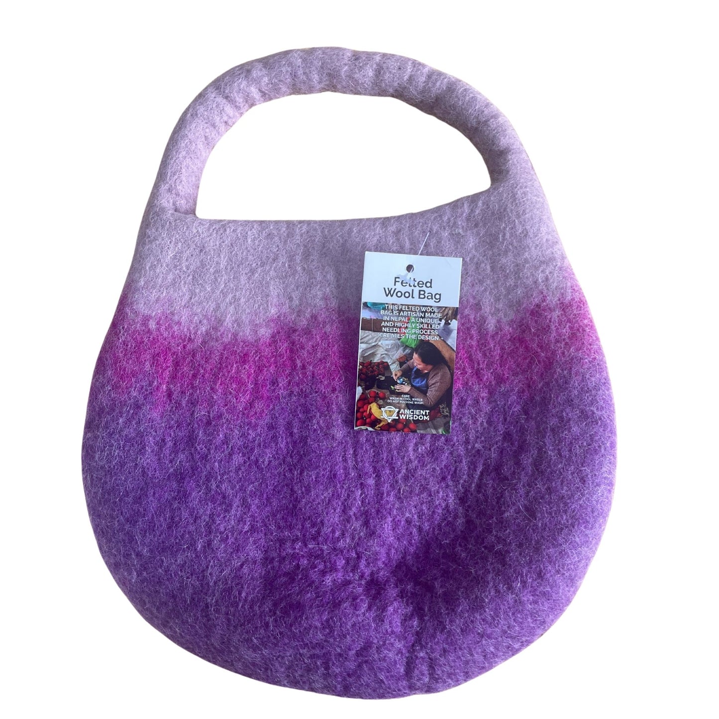 Water Felted Bee Bag - One Handle with Magnet - Lavender Shades