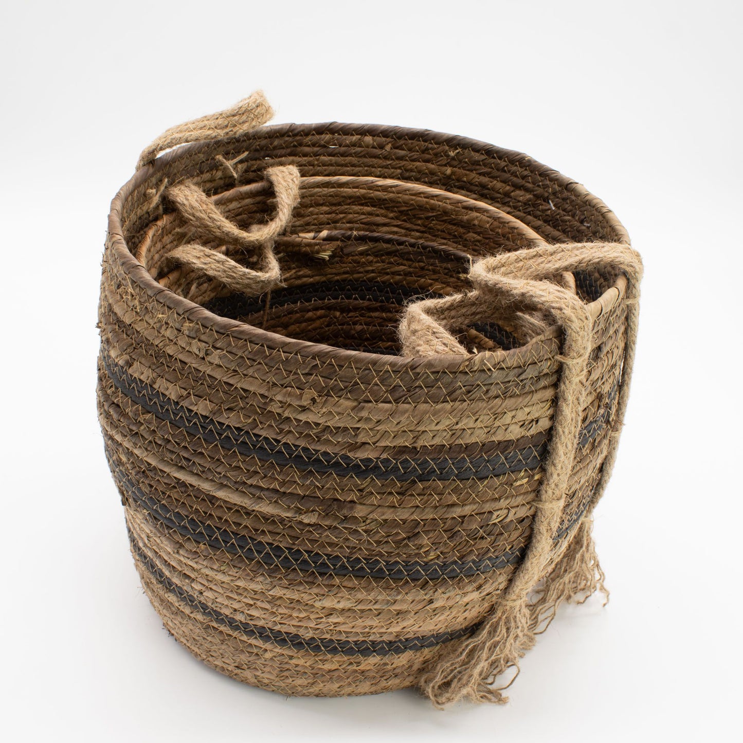 Banana Leaf & Seagrass Large Baskets - Natural Browns- Set of 3