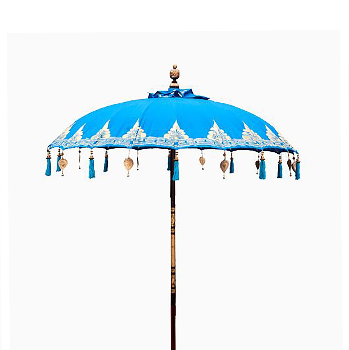 Handmade Bali Patio Parasol 1.5m – Turquoise Cotton Boho Garden Parasol