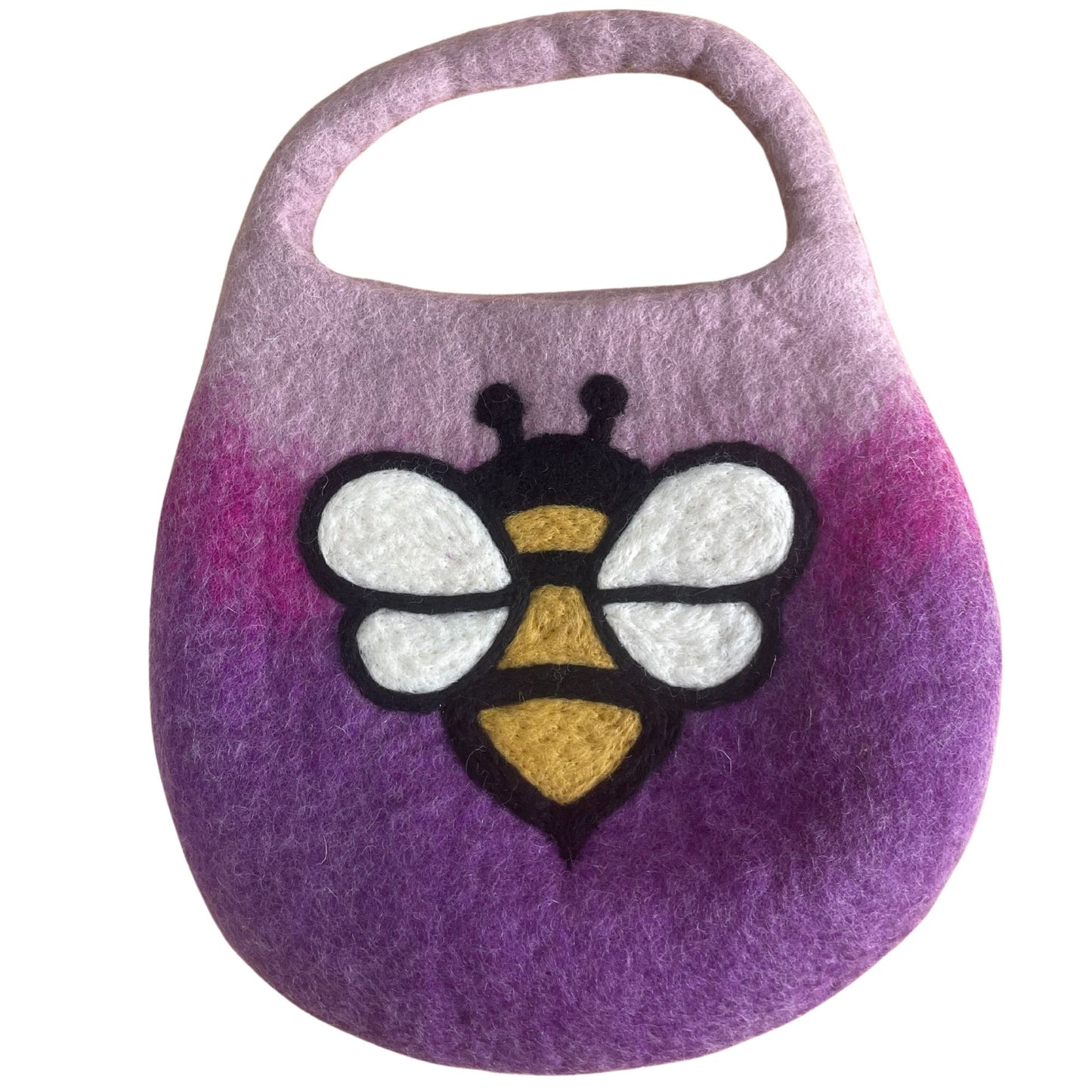 Water Felted Bee Bag - One Handle with Magnet - Lavender Shades