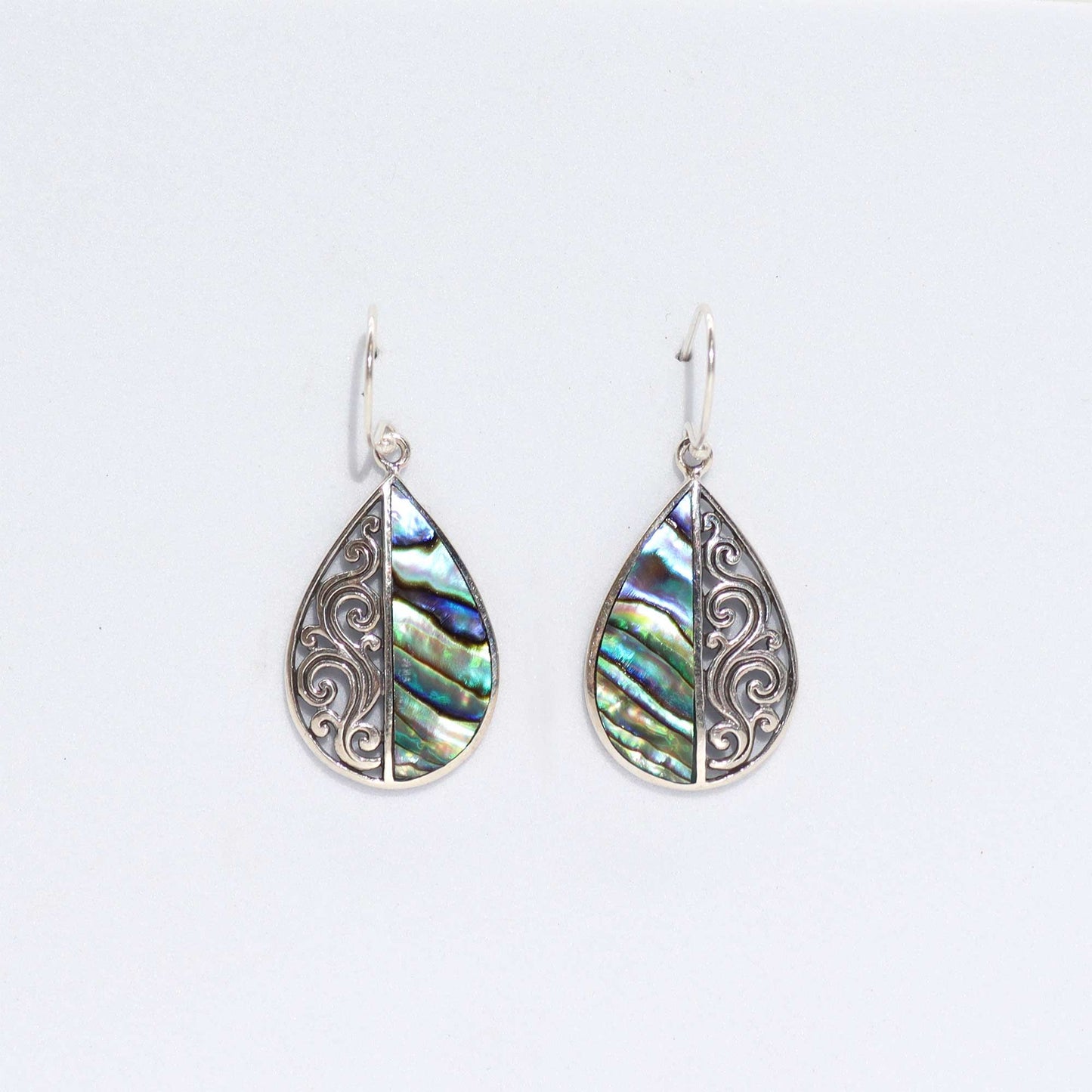 Shell & Silver Earrings - Teardrop - Abalone