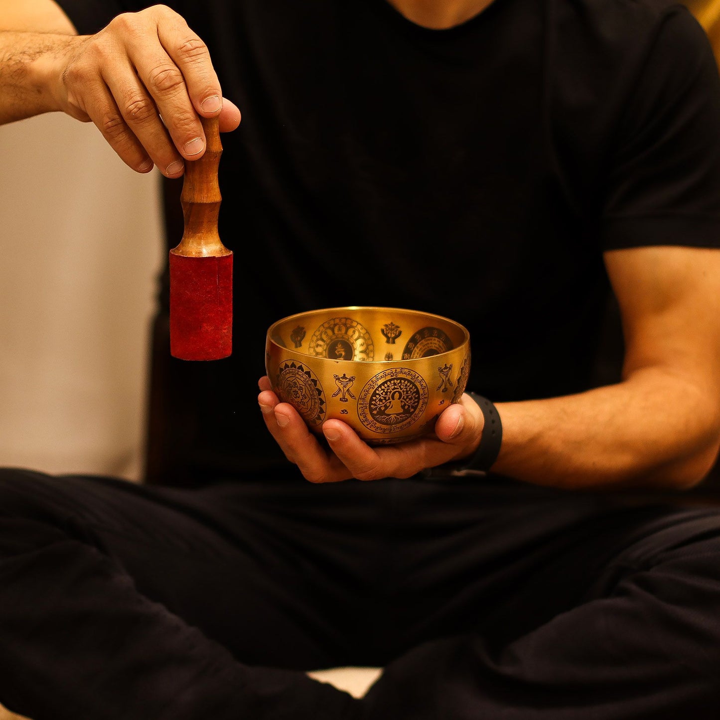 Pure Brass Etched Yogi - Set of 4 - Approx 3.85kg