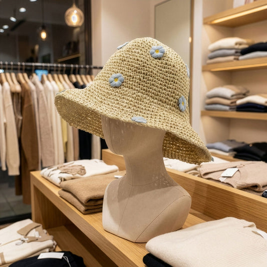 Nomad Sari Floppy Straw Sun Hat - Coffee & Daisies