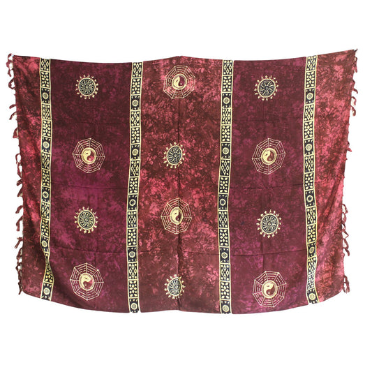 Bali Celtic Sarongs - Yin & Yang - Burgandy