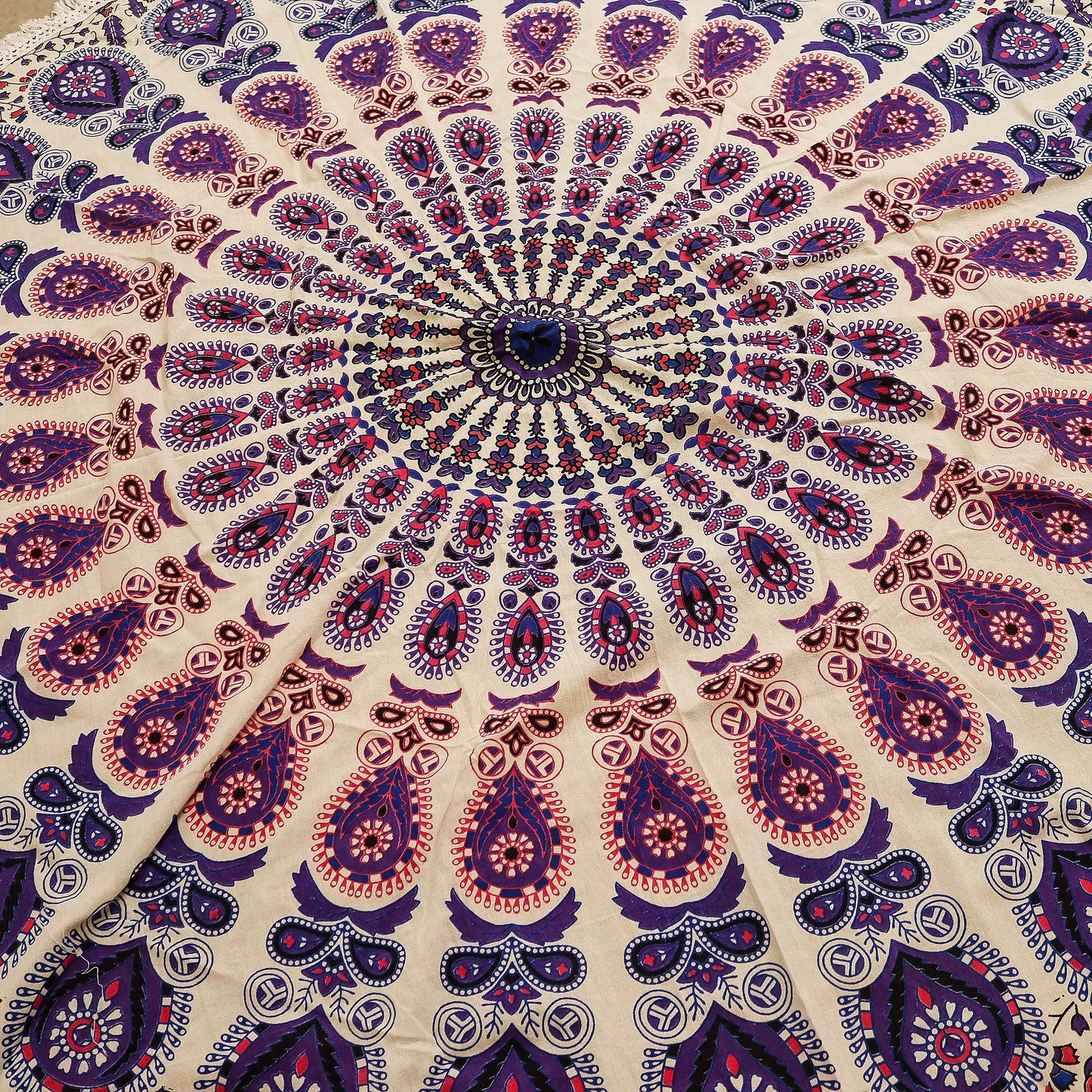 Mandala Roundie Cotton Art (130cm) - Peacock Purples