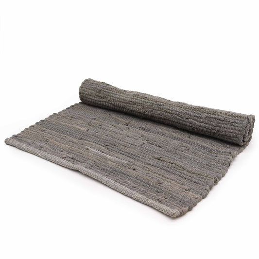 Large Indian Handloom Cotton Rug - Charcoal