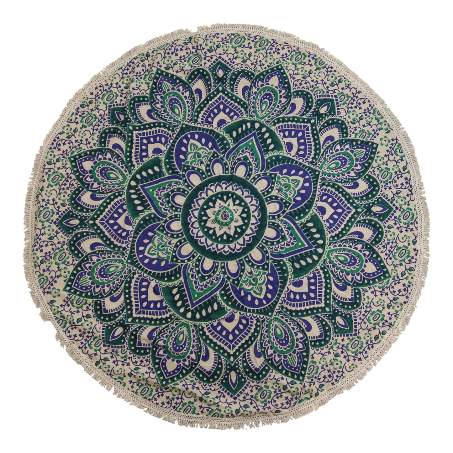 Mandala Roundie Cotton Art (130cm) - Teal & Blue