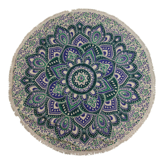 Mandala Roundie Cotton Art (130cm) - Teal & Blue