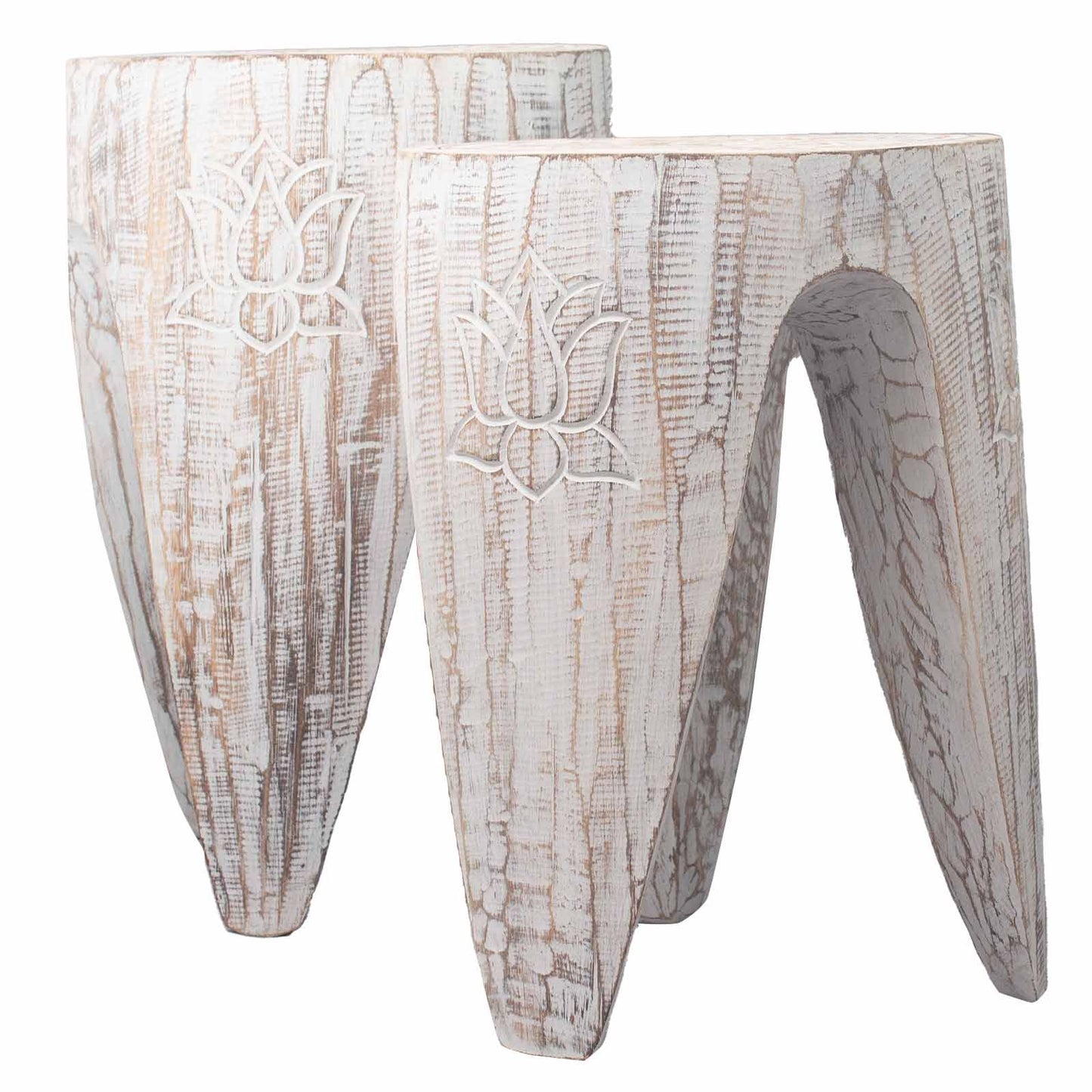 Interlocking Table/Stool - Set of 2 - Large Whitewash