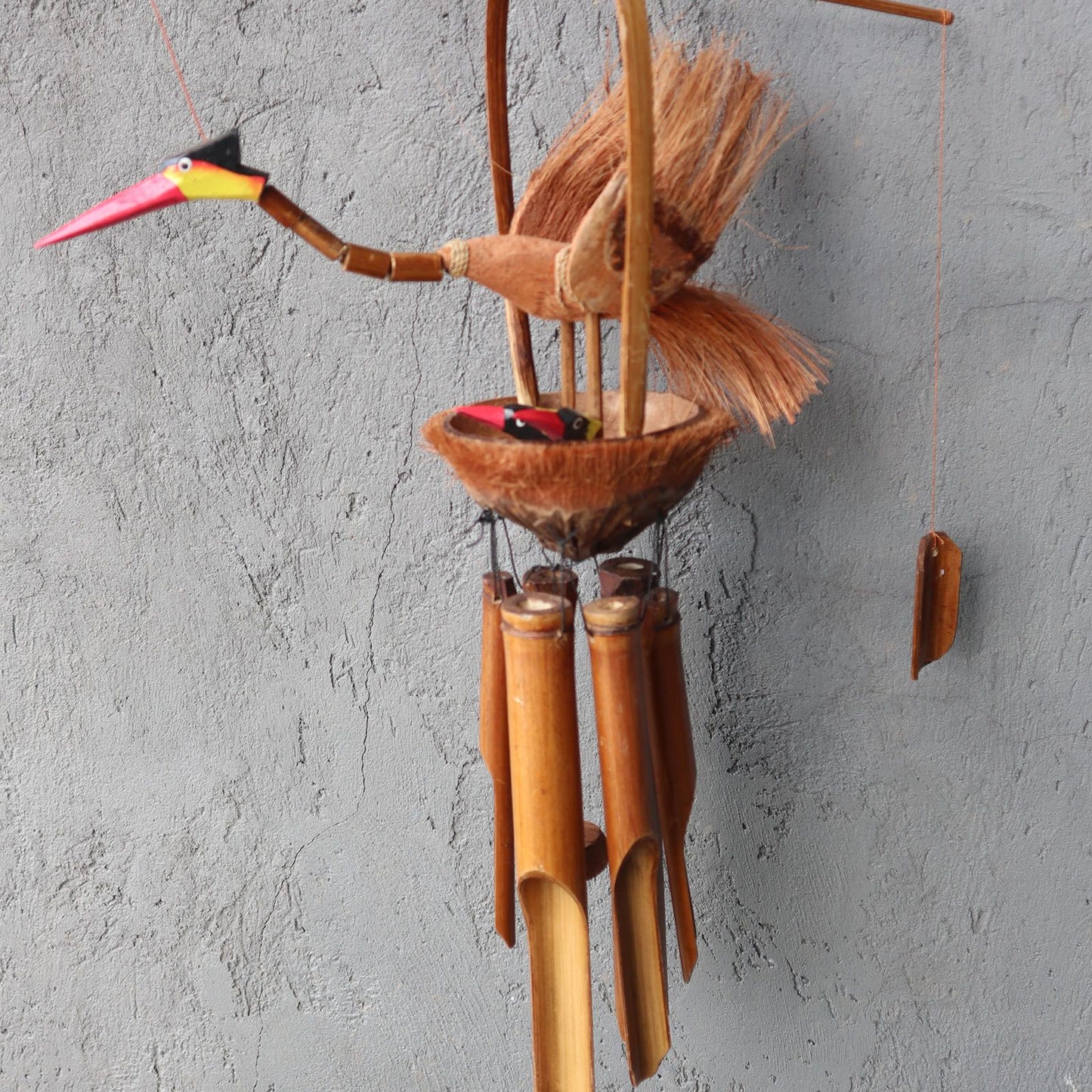 Handmade Bamboo Wind Chime Mother & Chicks – Natural Garden Décor 105cm