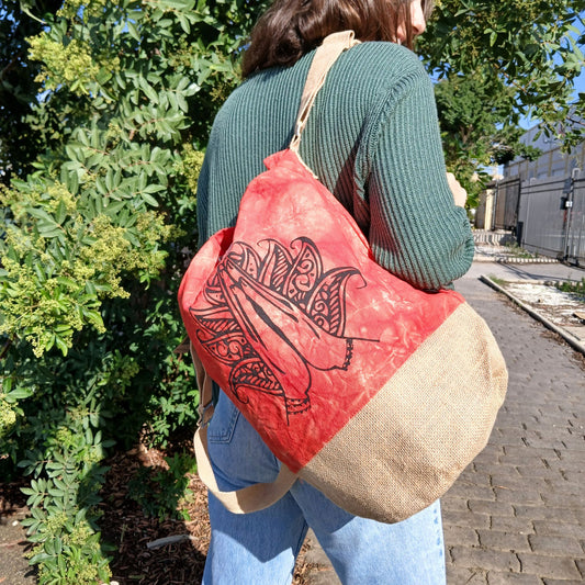 All Natural Backpack - Orange Stonewash - Namaste Hand